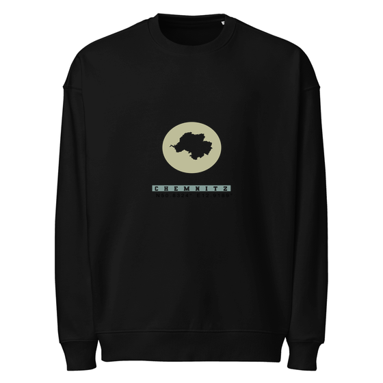 Chemnitz Sweatshirt mit Moon Coordinates-Design (Schwarz)