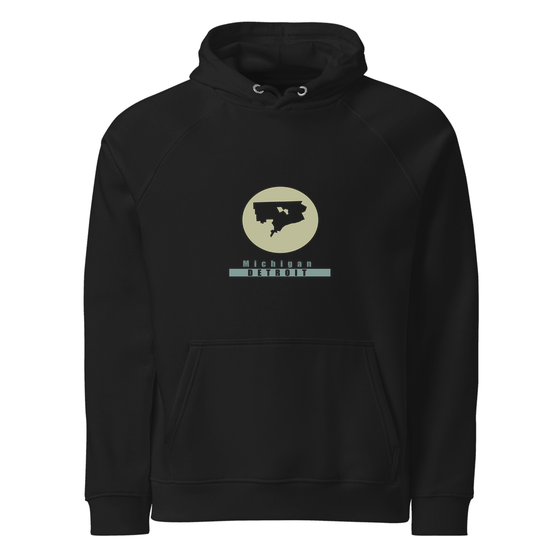 Detroit Hoodie with Minimal Moon design (Schwarz)