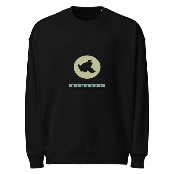 Hamburg Sweatshirt mit Moon Coordinates-Design (Schwarz)
