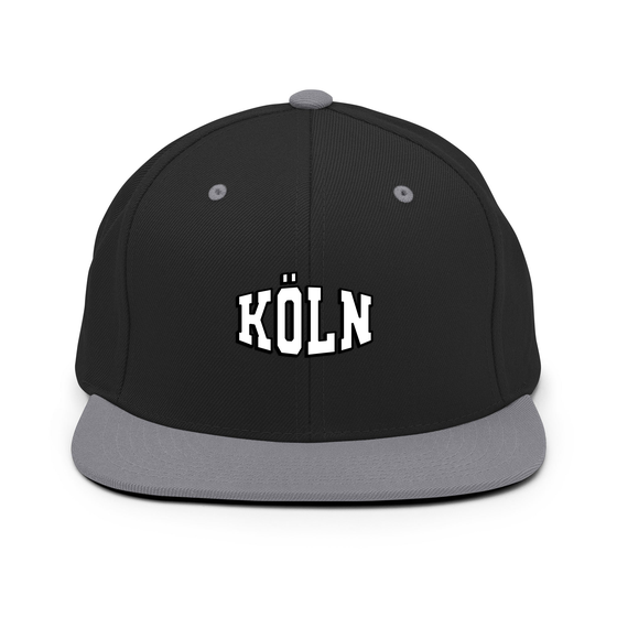 Personalisierbare Köln Cap – Varsity1 Design – Schwarz/ Silber für Köln
