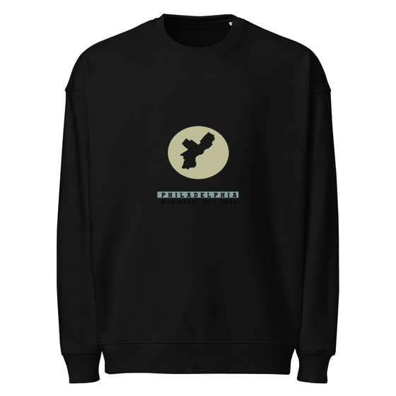 Philadelphia Sweatshirt with Moon Coordinates design (Schwarz)