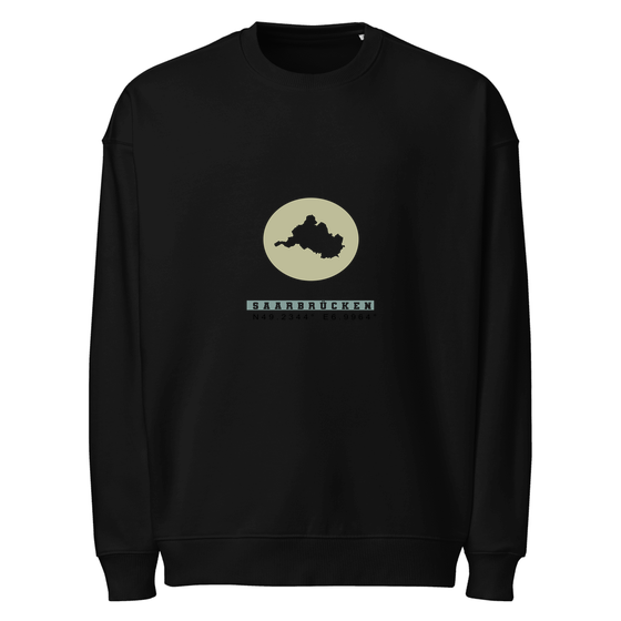 Saarbrücken Sweatshirt mit Moon Coordinates-Design (Schwarz)