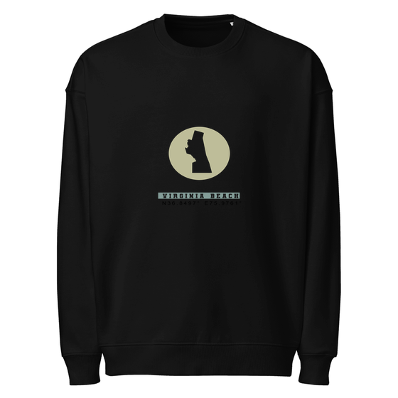 Virginia Beach Sweatshirt with Moon Coordinates design (Schwarz)