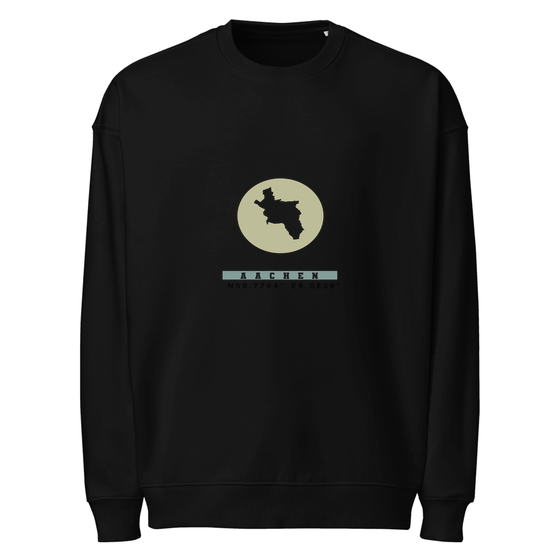 Aachen Sweatshirt mit Moon Coordinates-Design (Schwarz)