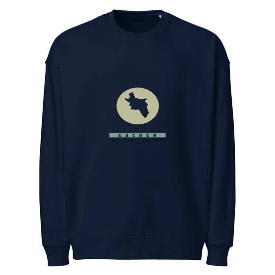 Aachen Sweatshirt mit Moon Coordinates-Design (Navy) – Produktansicht