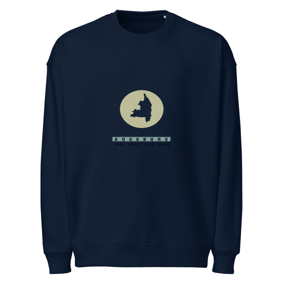 Augsburg Sweatshirt mit Moon Coordinates-Design (Navy) – Produktansicht