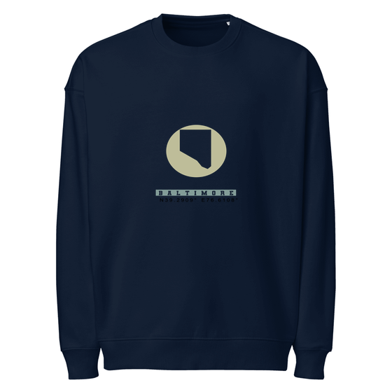 Baltimore Sweatshirt with Moon Coordinates design (French Navy) – Produktansicht