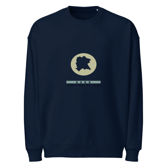 Bonn Sweatshirt mit Moon Coordinates-Design (Navy) – Produktansicht