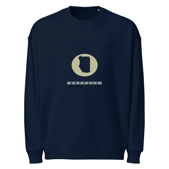 Buffalo Sweatshirt with Moon Coordinates design (French Navy) – Produktansicht