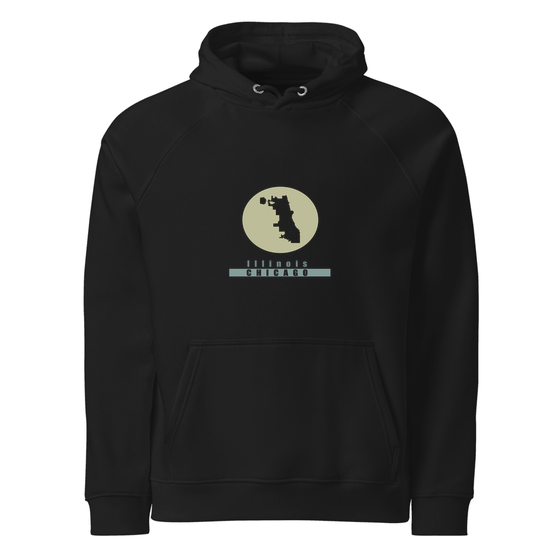 Chicago Hoodie with Minimal Moon design (Black) – Produktansicht