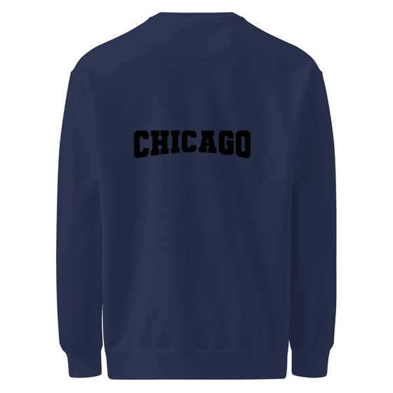 Chicago Sweatshirt with Varsity17 design (True Navy) – Produktansicht