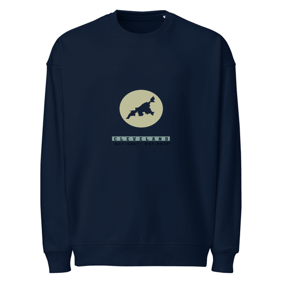 Cleveland Sweatshirt with Moon Coordinates design (French Navy) – Produktansicht