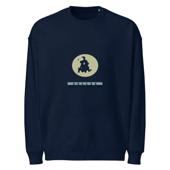 Dallas Sweatshirt with Moon Coordinates design (French Navy) – Produktansicht