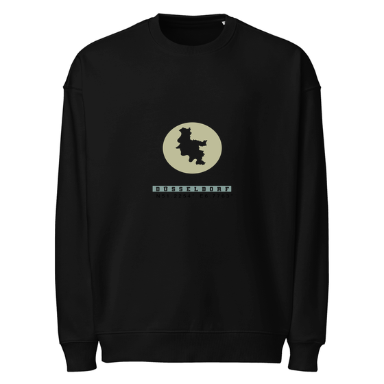 Düsseldorf Sweatshirt mit Moon Coordinates-Design (Schwarz)
