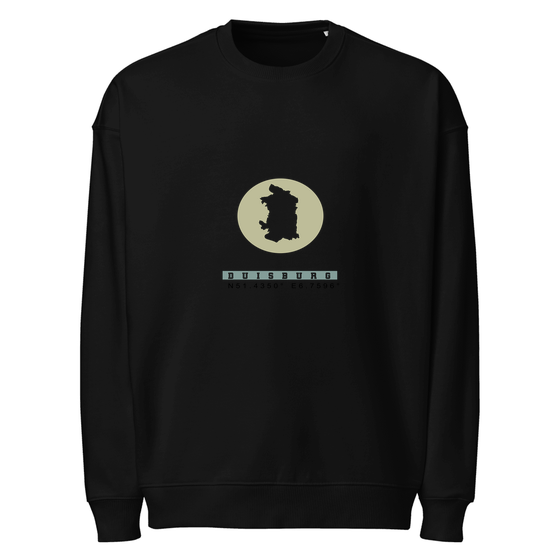 Duisburg Sweatshirt mit Moon Coordinates-Design (Schwarz)