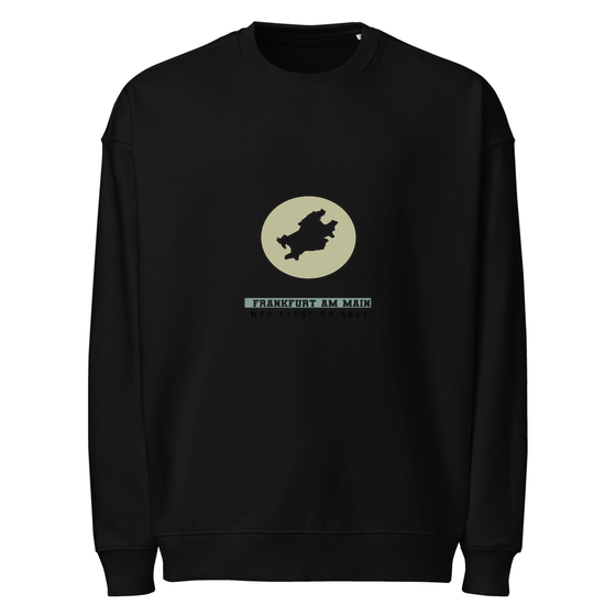 Frankfurt am Main Sweatshirt mit Moon Coordinates-Design (Schwarz) – Produktansicht