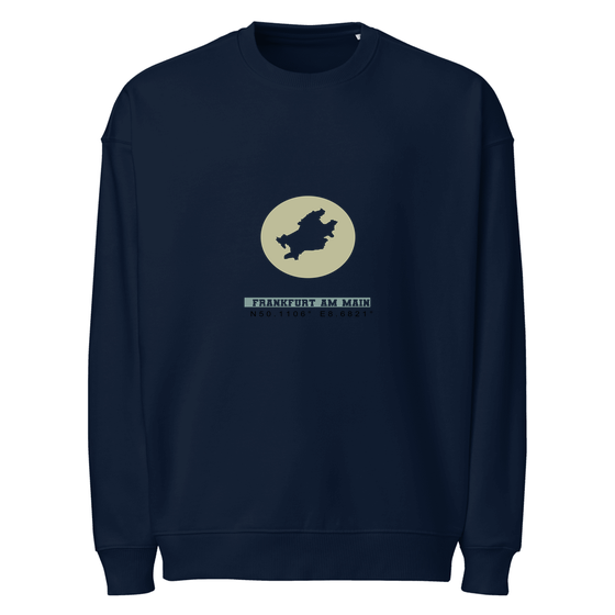 Frankfurt am Main Sweatshirt mit Moon Coordinates-Design (Navy) – Produktansicht