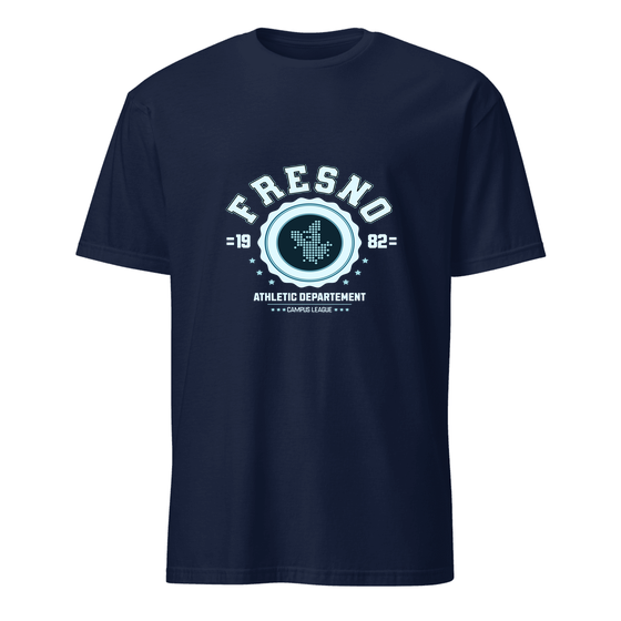 Fresno T-Shirt with Varsity Hero design (Navy) – Produktansicht
