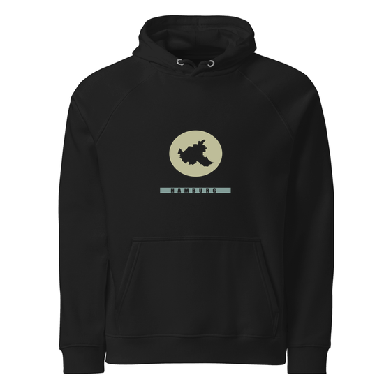 Hamburg Personalisierbarer Hamburg Hoodie – Minimal Moon Design – Schwarz – Schwarz