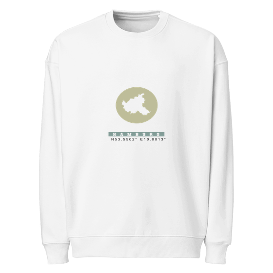 Hamburg Personalisierbares Hamburg Sweatshirt – Moon Coordinates Design – Weiß – Weiß