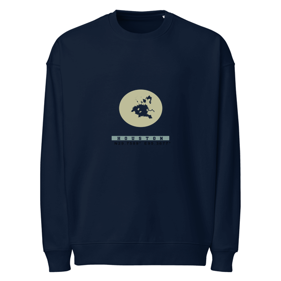 Houston Sweatshirt with Moon Coordinates design (French Navy) – Produktansicht