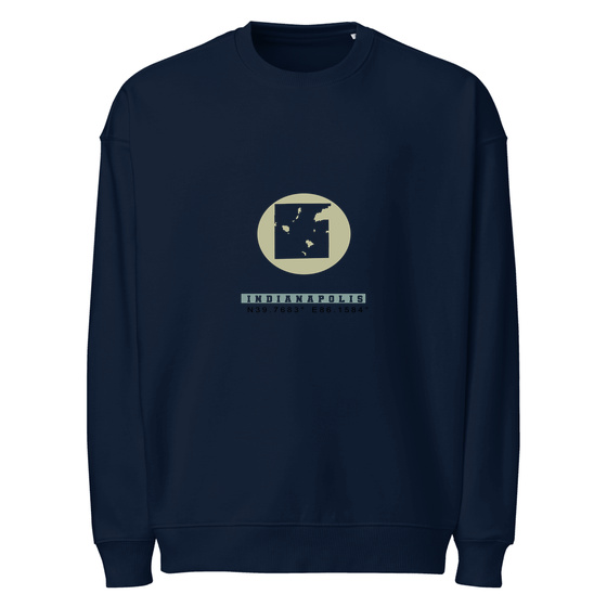 Indianapolis Sweatshirt with Moon Coordinates design (French Navy) – Produktansicht