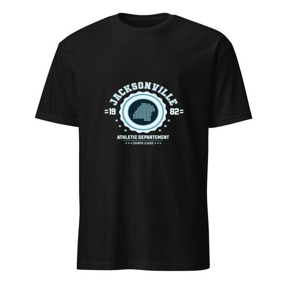 Jacksonville T-Shirt with Varsity Hero design (Black) – Produktansicht