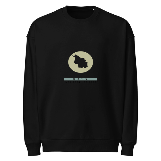 Köln Personalisierbares Köln Sweatshirt – Moon Coordinates Design – Schwarz – Schwarz