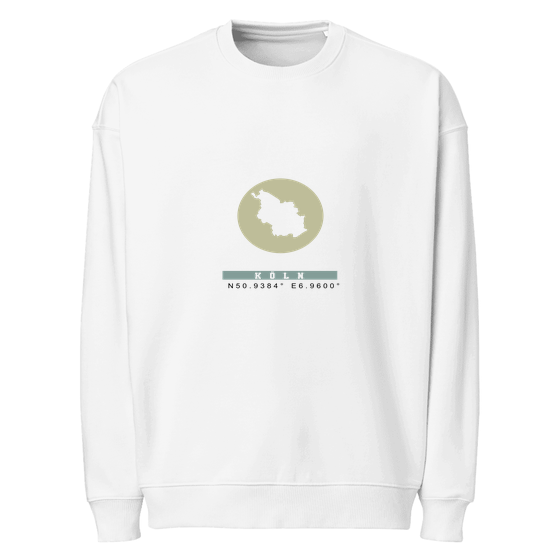 Köln Personalisierbares Köln Sweatshirt – Moon Coordinates Design – Weiß – Weiß