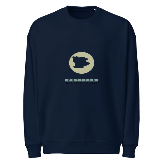 Krefeld Sweatshirt mit Moon Coordinates-Design (Navy) – Produktansicht