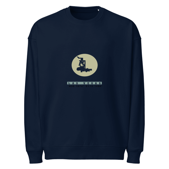 Las Vegas Sweatshirt with Moon Coordinates design (French Navy) – Produktansicht
