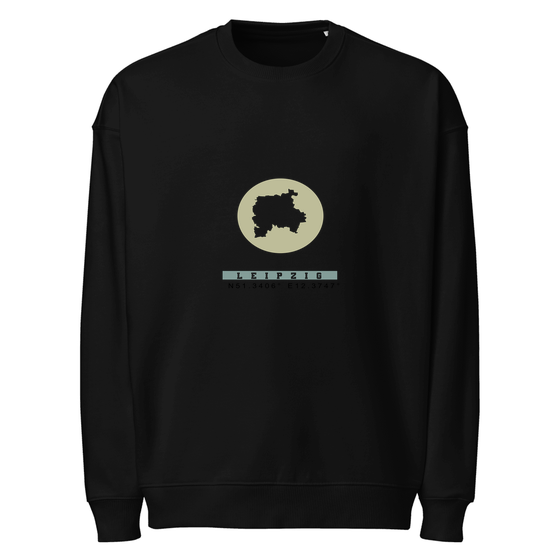 Leipzig Sweatshirt mit Moon Coordinates-Design (Schwarz)