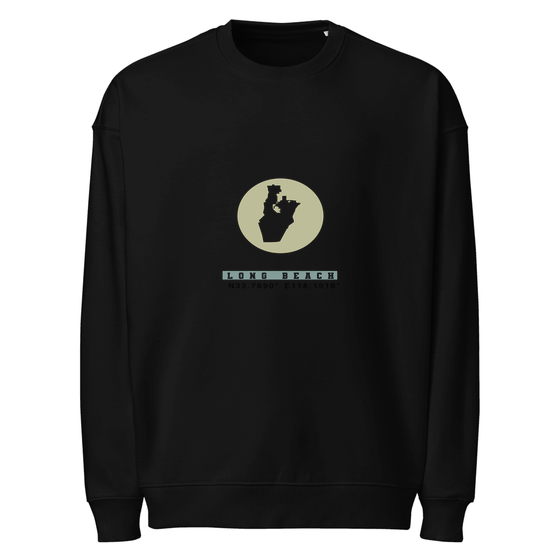 Long Beach Sweatshirt with Moon Coordinates design (Black)