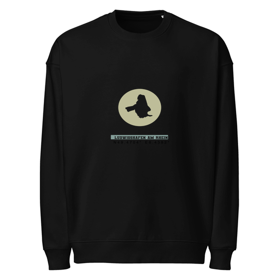 Ludwigshafen am Rhein Sweatshirt mit Moon Coordinates-Design (Schwarz)