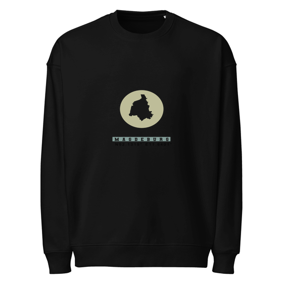 Magdeburg Sweatshirt mit Moon Coordinates-Design (Schwarz)