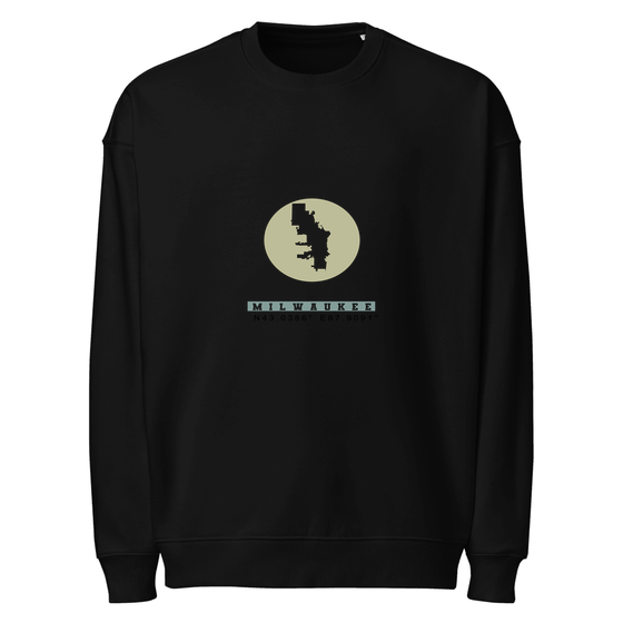 Milwaukee Sweatshirt with Moon Coordinates design (Black)