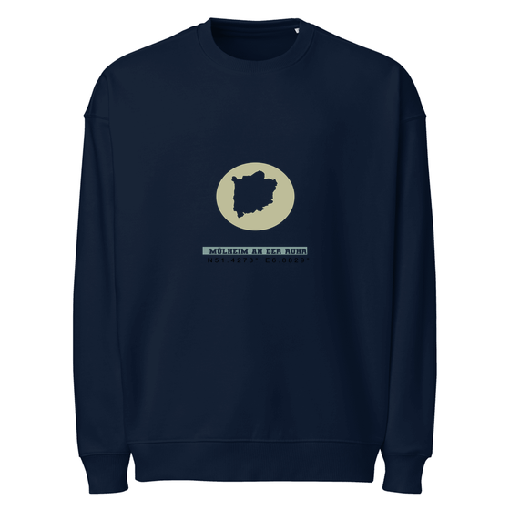 Mülheim an der Ruhr Sweatshirt mit Moon Coordinates-Design (Navy) – Produktansicht