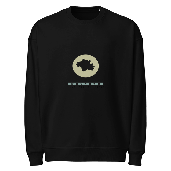 München Personalisierbares München Sweatshirt – Moon Coordinates Design – Schwarz – Schwarz