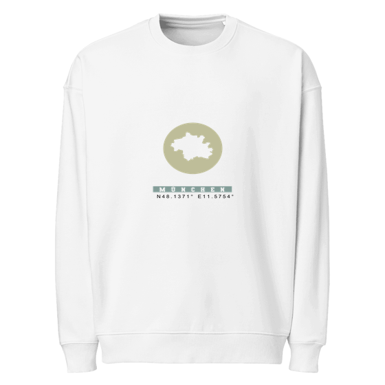 München Personalisierbares München Sweatshirt – Moon Coordinates Design – Weiß – Weiß