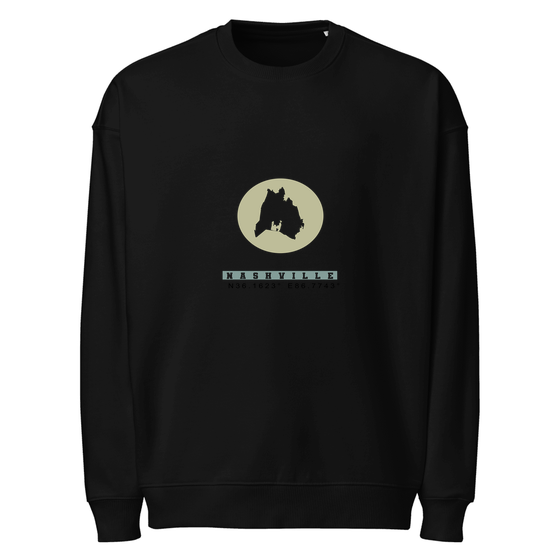Nashville Sweatshirt with Moon Coordinates design (Black)