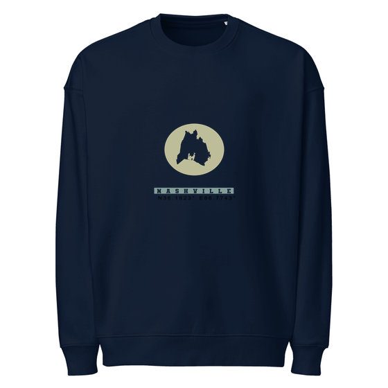 Nashville Sweatshirt with Moon Coordinates design (French Navy) – Produktansicht