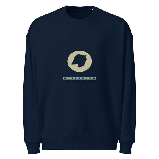 Oldenburg Sweatshirt mit Moon Coordinates-Design (Navy) – Produktansicht