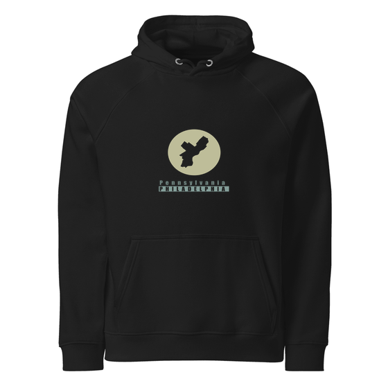 Philadelphia Hoodie with Minimal Moon design (Black) – Produktansicht