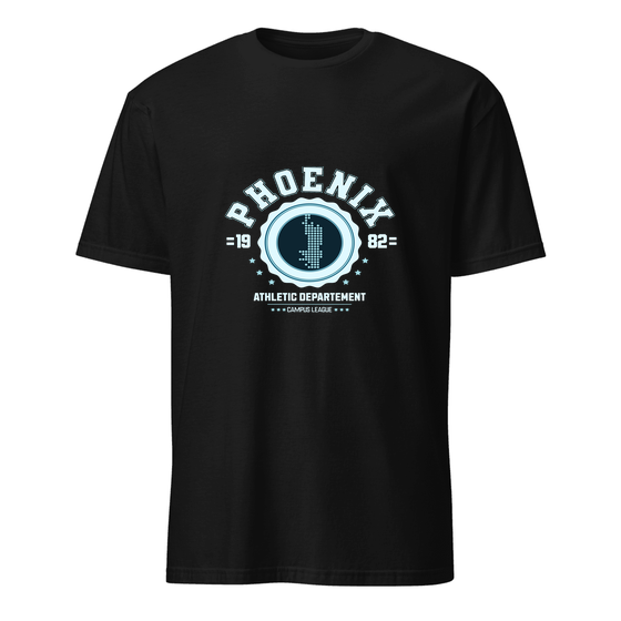 Phoenix T-Shirt with Varsity Hero design (Black) – Produktansicht