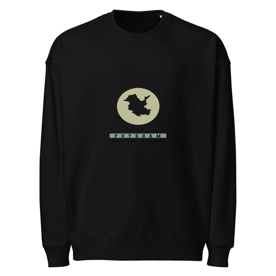 Potsdam Sweatshirt mit Moon Coordinates-Design (Schwarz)