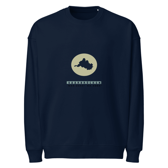 Saarbrücken Sweatshirt mit Moon Coordinates-Design (Navy) – Produktansicht