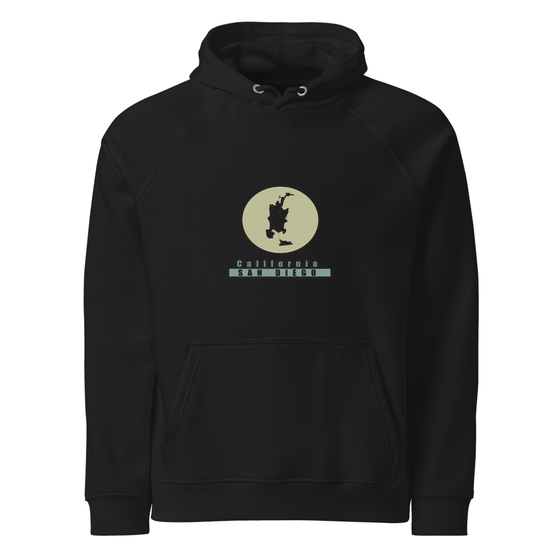 San Diego Hoodie with Minimal Moon design (Black) – Produktansicht