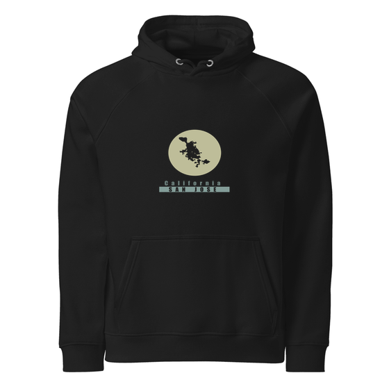 San Jose Hoodie with Minimal Moon design (Black) – Produktansicht