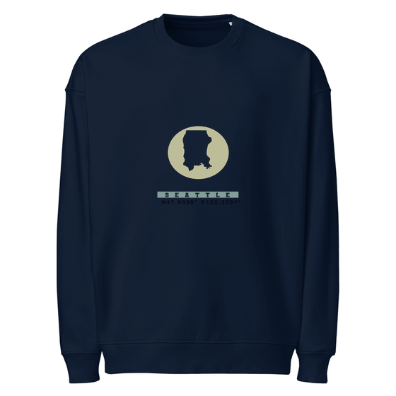 Seattle Sweatshirt with Moon Coordinates design (French Navy) – Produktansicht