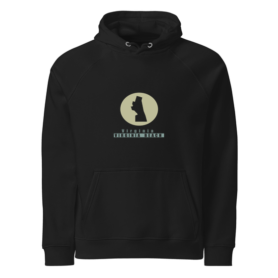 Virginia Beach Hoodie with Minimal Moon design (Black)